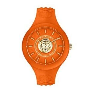 Versus Versace Orange Luxury Fire Island Silicon 39mm Watch and Wristlet NWT